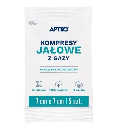 Zdjęcie Kompresy gaz. jał. APTEO CARE 7x7cm 3szt.