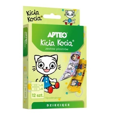 Zdjęcie Zestaw plastrów dziecięc 12szt. Kicia Apte